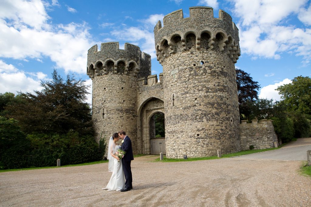 Bride and Groom out front of Cooling Castle