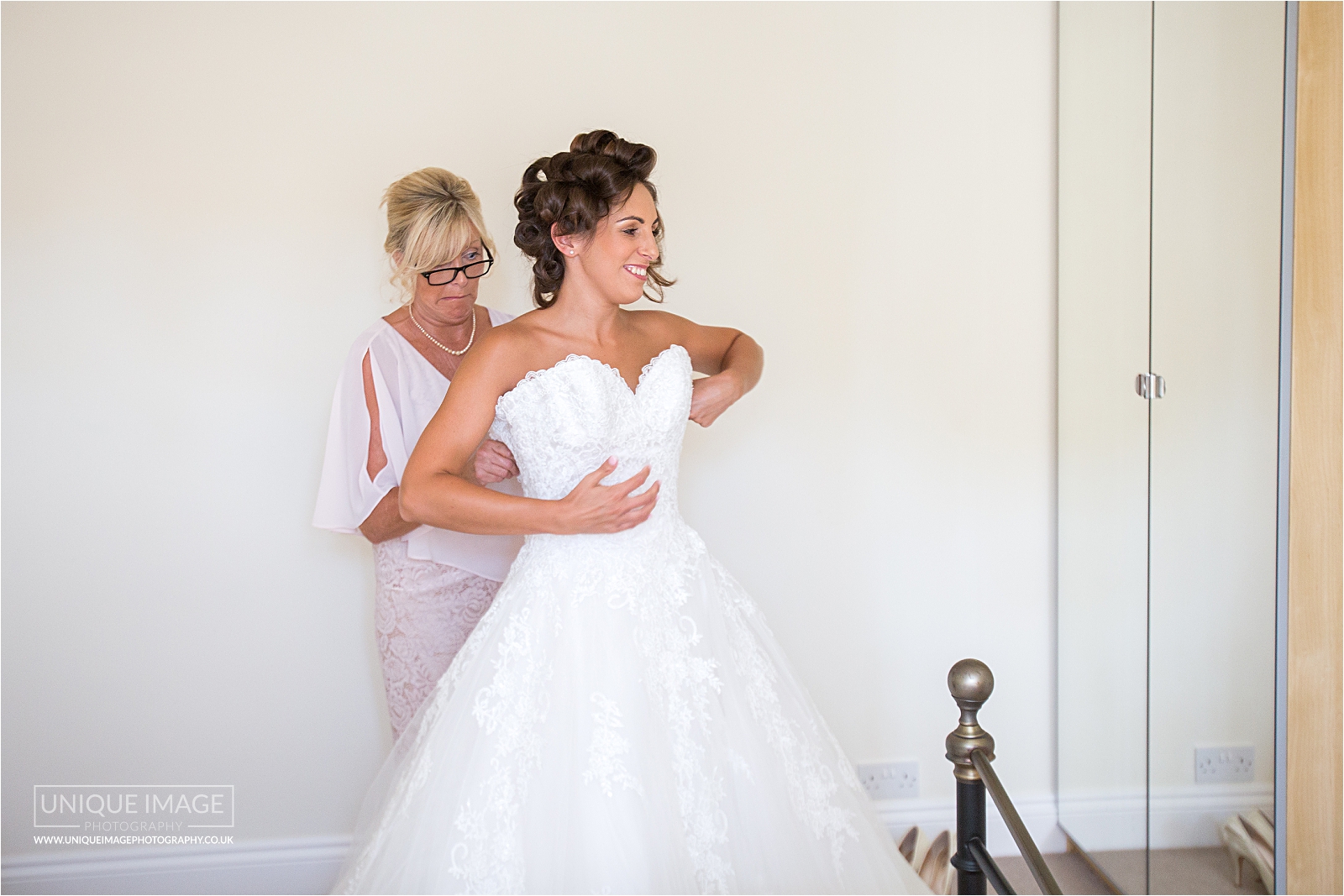 colour shot of bride with mum