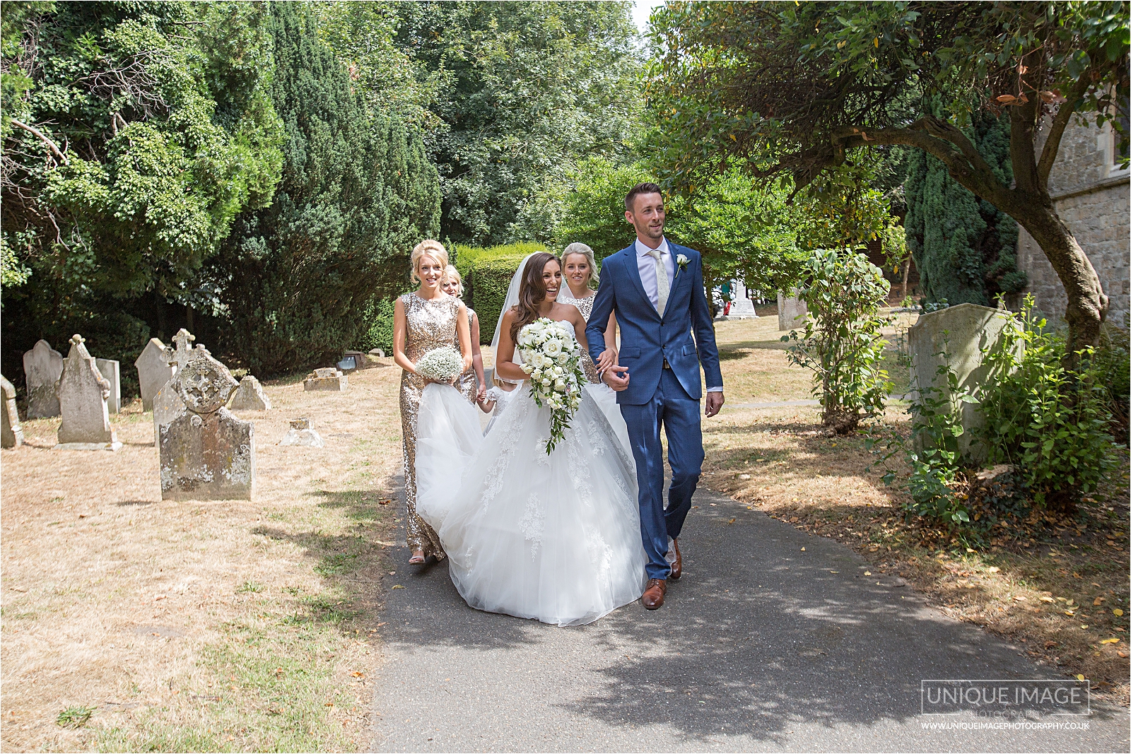 bride walking to church