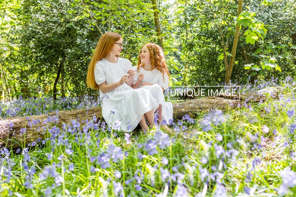 little girls in the bluebells