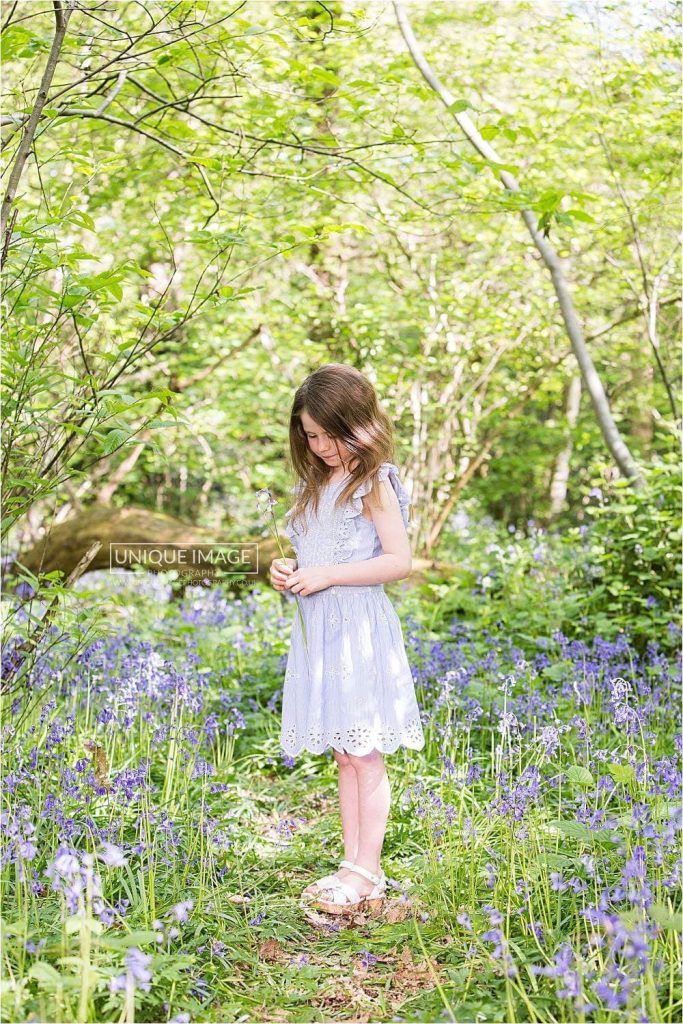 little girl in the bluebells in bromley